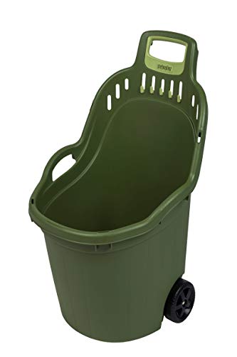 Gartentrolley mit 50 Liter Nutzvolumen, belastbar bis max. 60 kg. Räder auf Metallachse. In Grau oder Grün